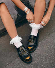 arcadia rub off leather tassel loafers