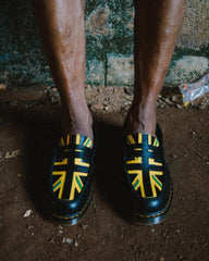 penton denim tears smooth leather loafers