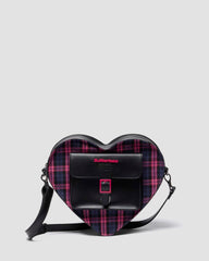 pink tartan leather heart bag