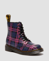 pink tartan lace up kids boots