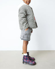 pink tartan lace up kids boots