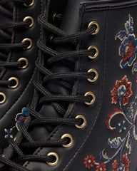 reclaimed leather floral print lace up boots