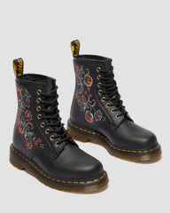 reclaimed leather floral print lace up boots