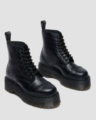 croc emboss leather platform boots