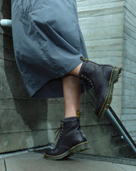 1460 faux fur lined grizzly leather lace up boots