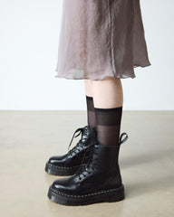 white stitch smooth leather platform boots