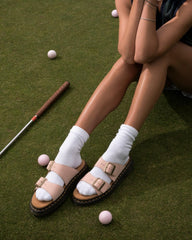 nubuck leather slide sandals