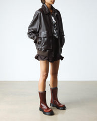 croc emboss leather boots