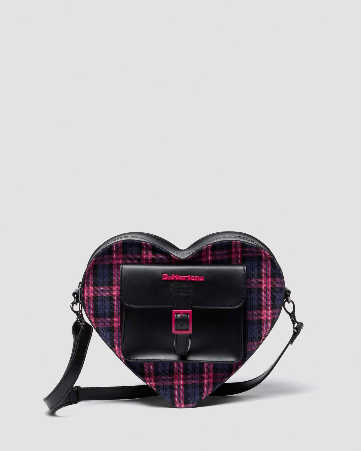 pink tartan leather heart bag