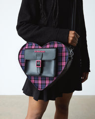 pink tartan leather heart bag