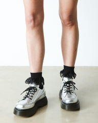 5-eye metallic leather shoes