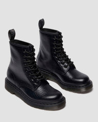 croc emboss leather boots